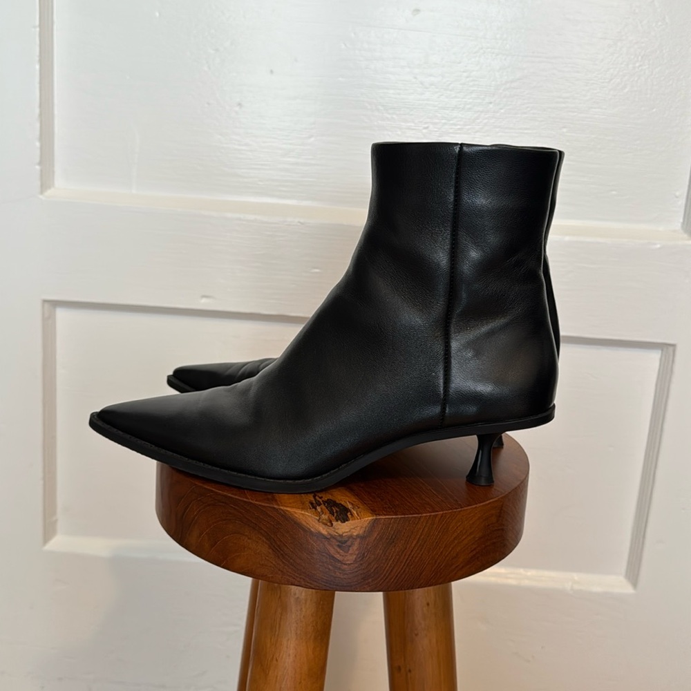 Leather pointed toe booties